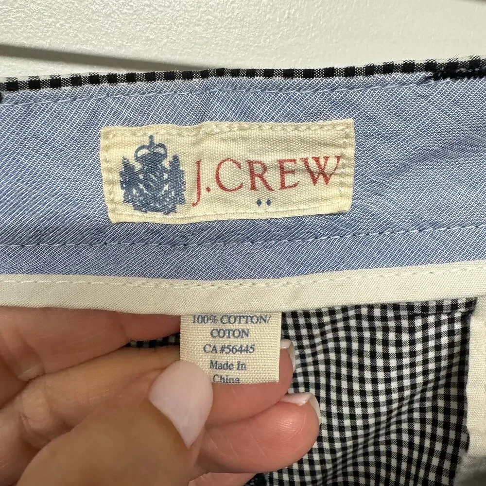 J.Crew Mens Black White Gingham Checkered Shorts Size 31 Inseam 10